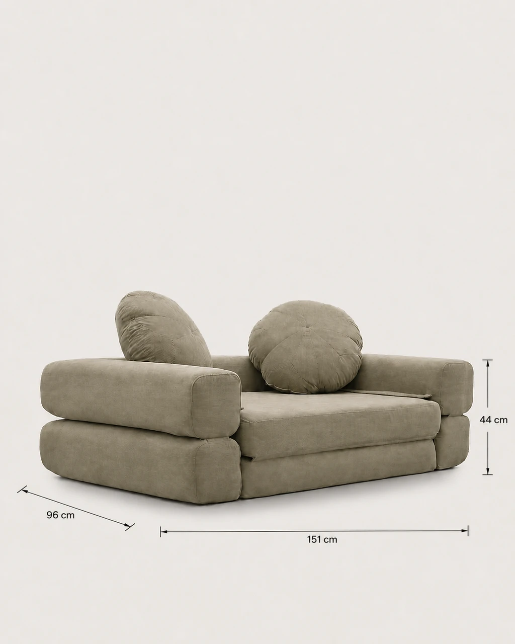 Dimensions diagram — Billie Kids' 2-Seater Sofa Bed in Fabric - Vacuum-Packed
