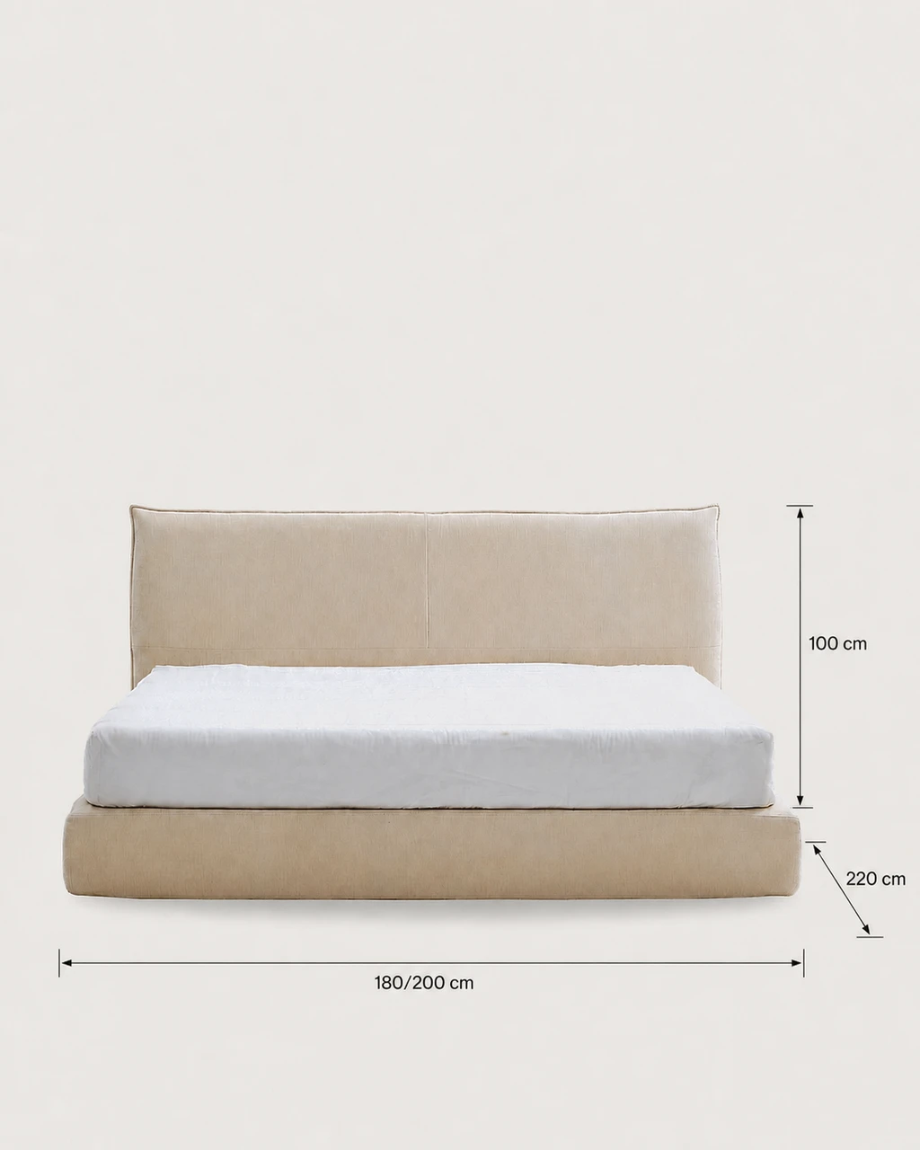 Dimensions diagram — Whitney Upholstered Bed – Vacuum-Packed