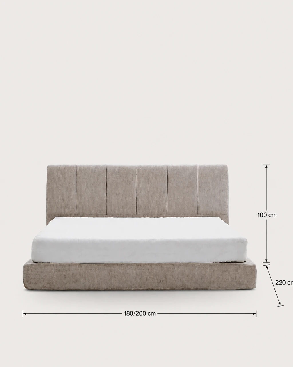Dimensions diagram — Édith Upholstered Bed – Vacuum-Packed