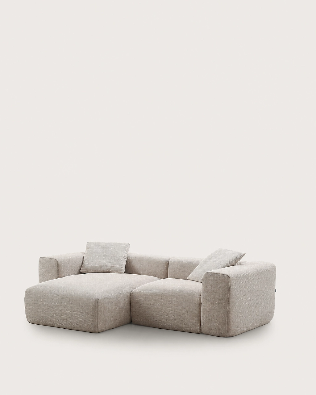 Django 3-Seater Modular Left Chaise Longue Sofa in sand beige textured fabric