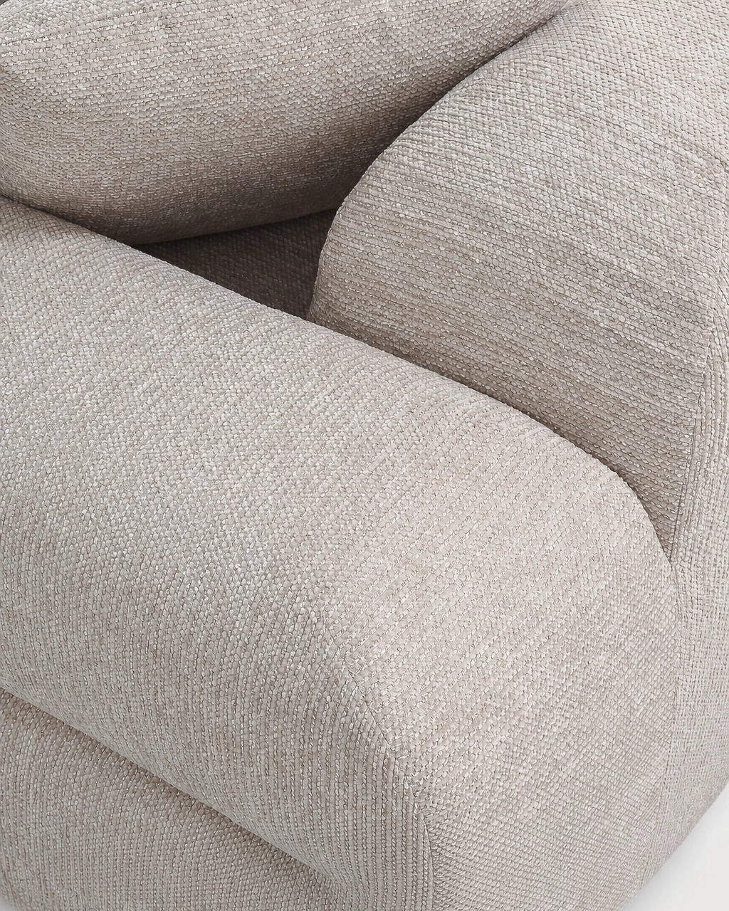 Elvis Modular Sofa close-up with textured sand beige fabric upholstery