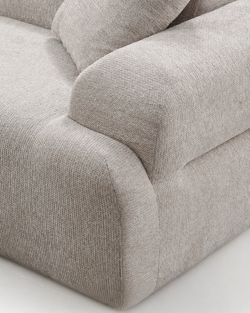 Elvis Modular Sofa close-up in textured sand beige fabric upholstery