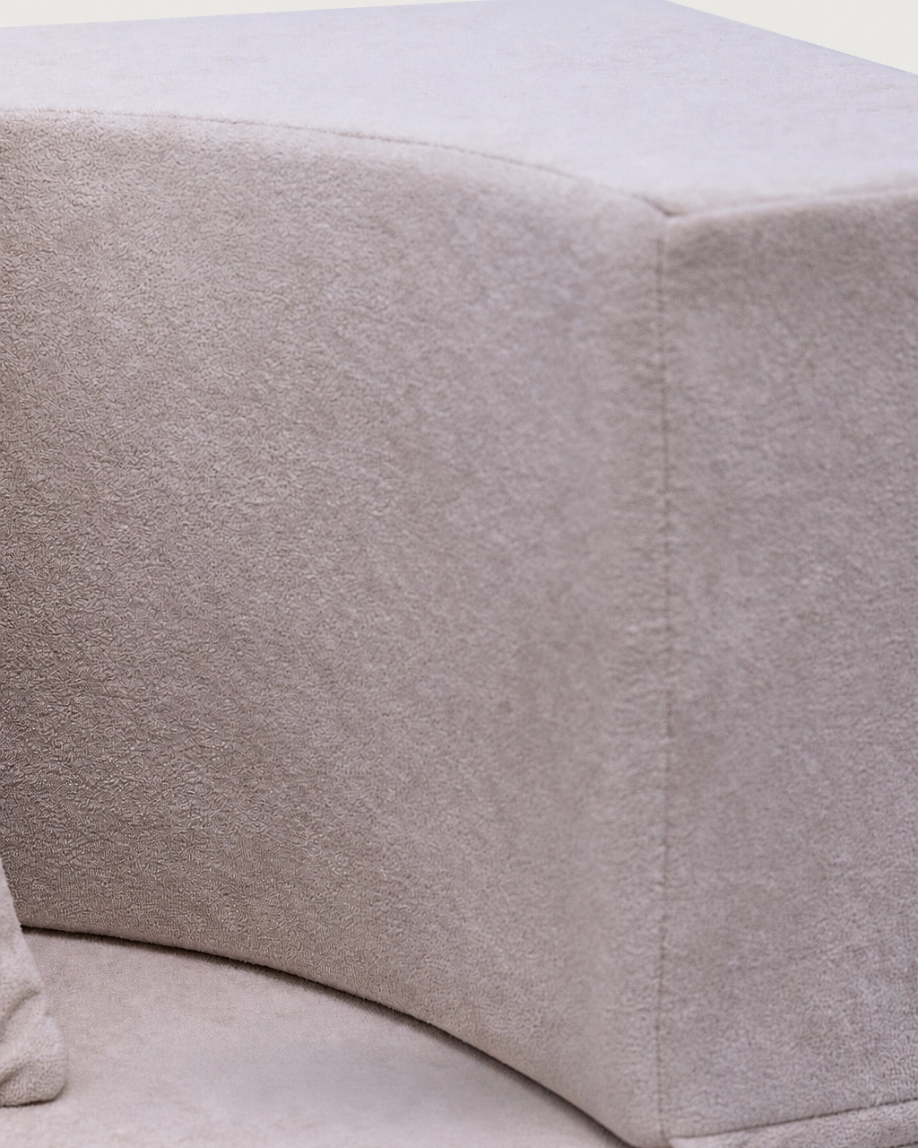 Lennon 2-Seater Sofa Bed close-up showing taupe fabric upholstery