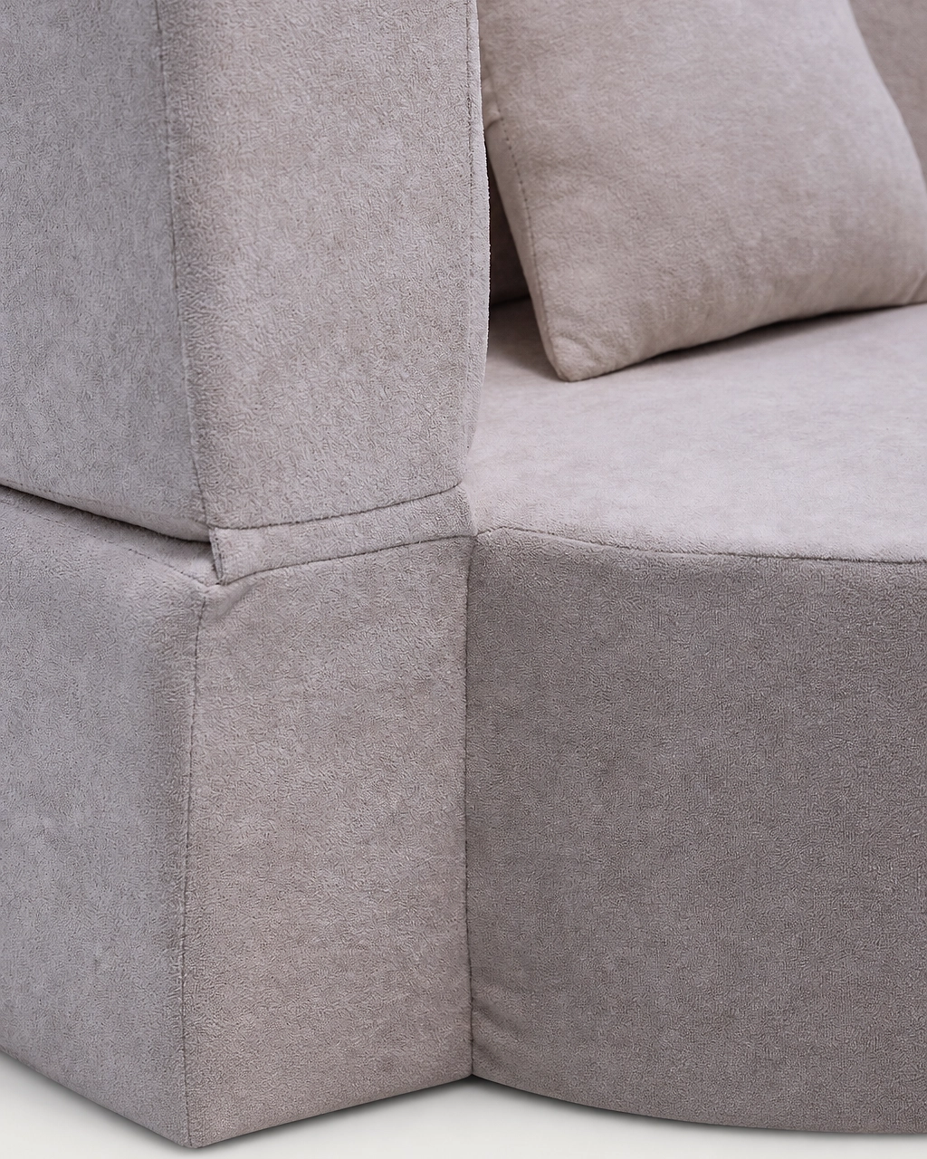 Detail of Lennon 2-seater sofa bed upholstery in taupe fabric
