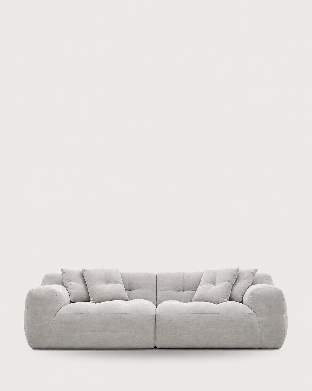 Marley 2-Seater Modular Sofa in off-white textured fabric with two cushions, front view