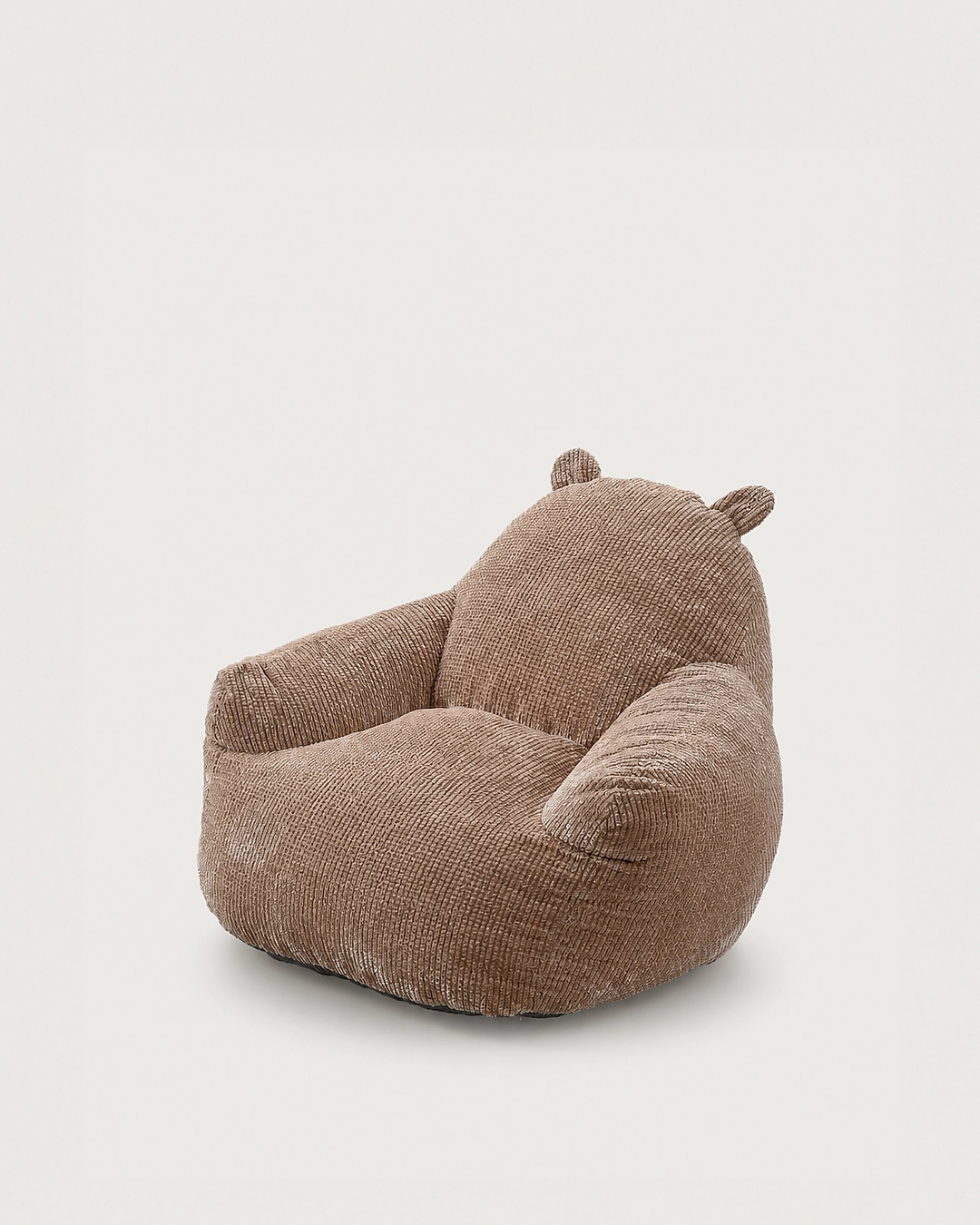 Nina Kids' Upholstered Armchair in taupe fabric with bear-ear backrest