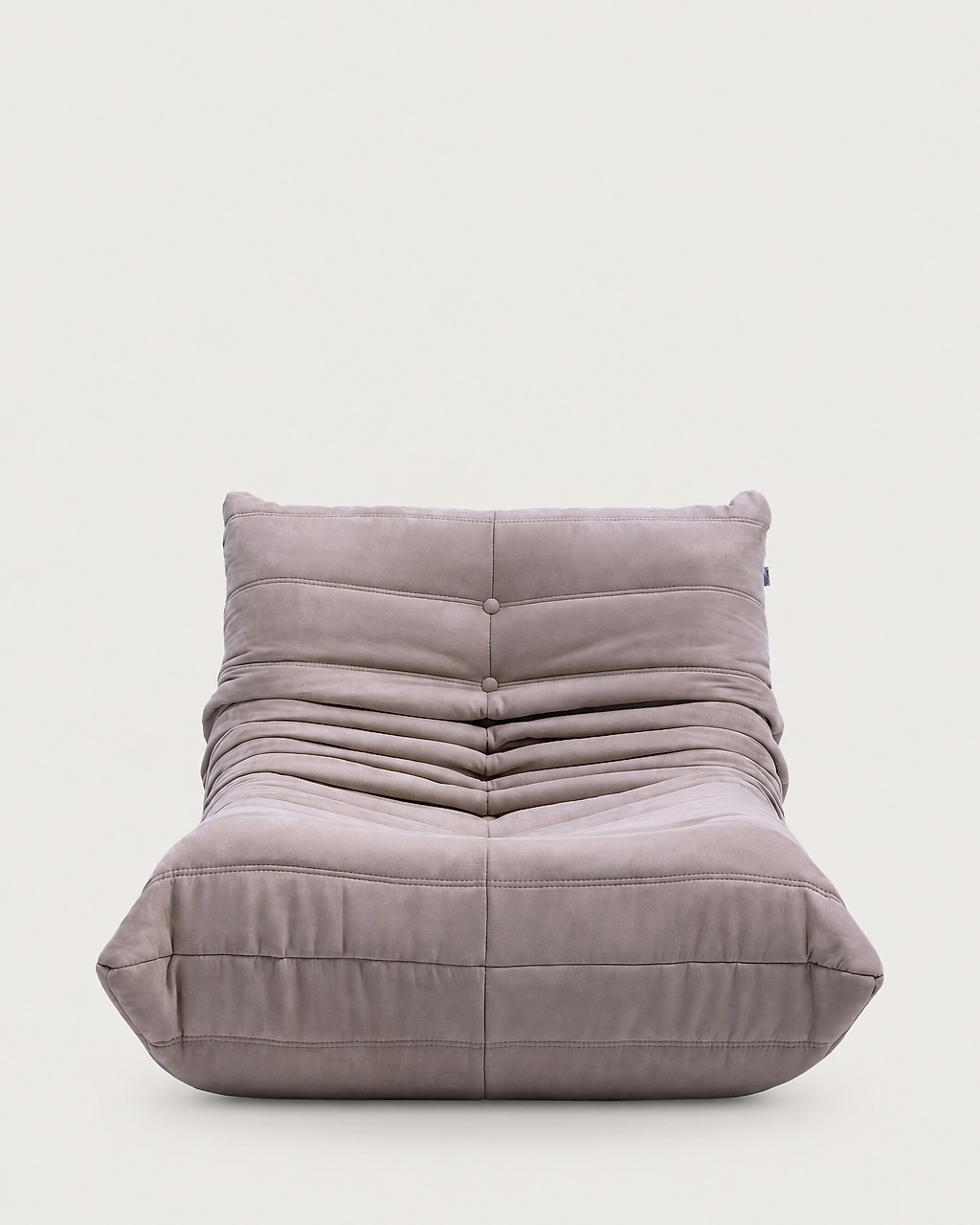 Paco 2-Seater Upholstered Armchair in taupe fabric, front view