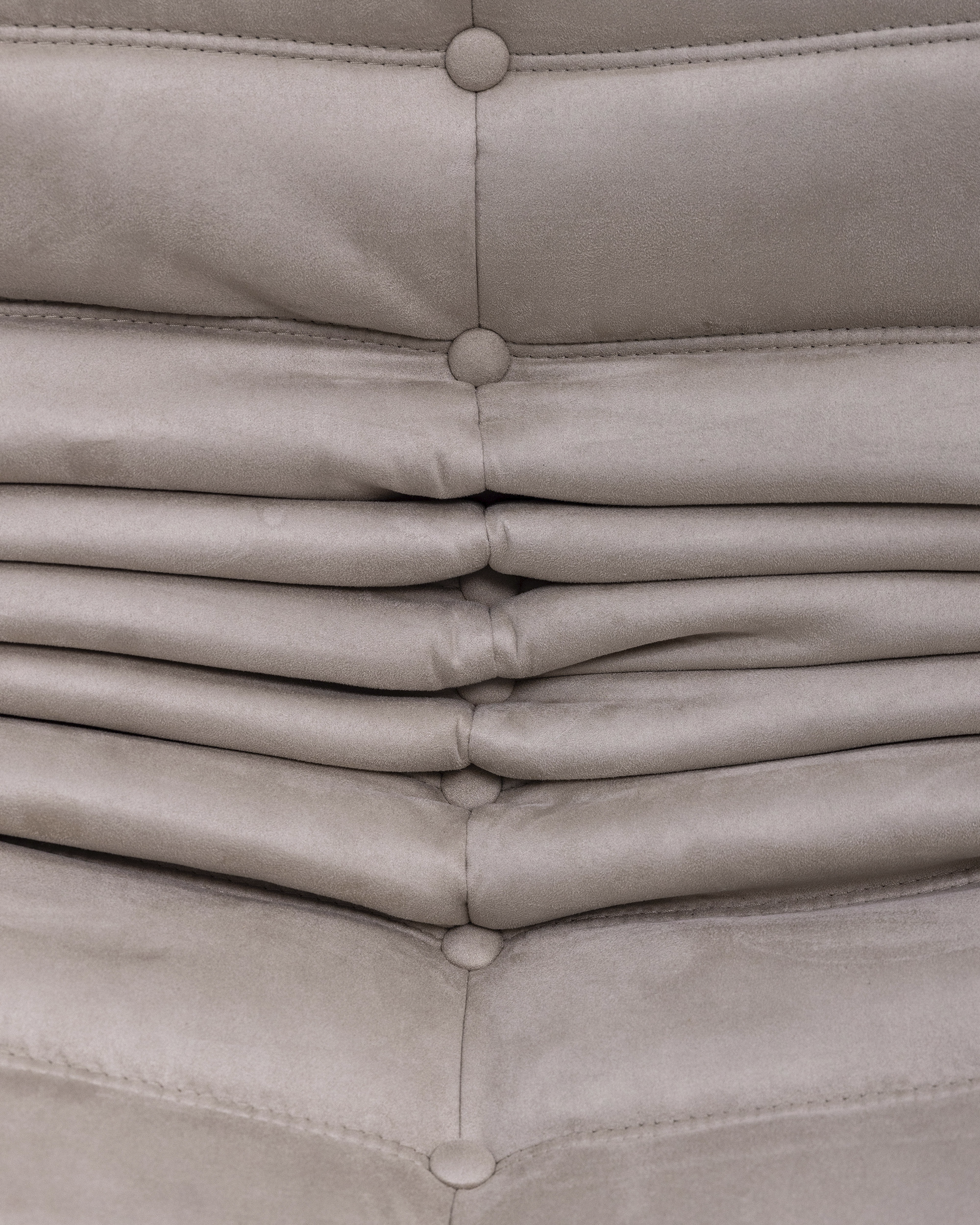 Detail of Paco 2-Seater Upholstered Armchair in taupe fabric
