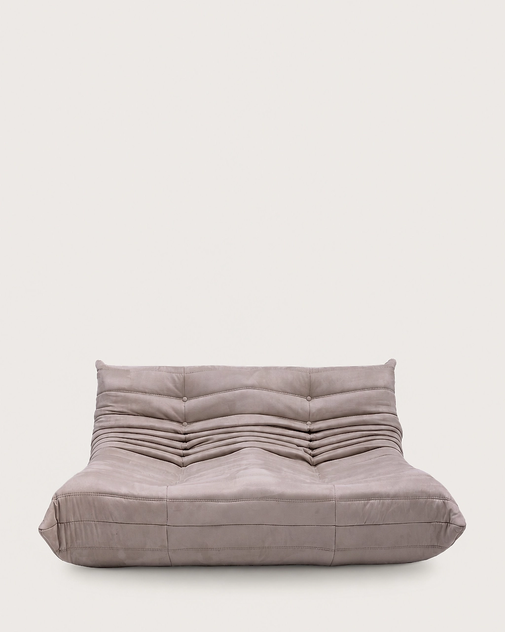 Paco 2-Seater Upholstered Armchair in taupe fabric, front view