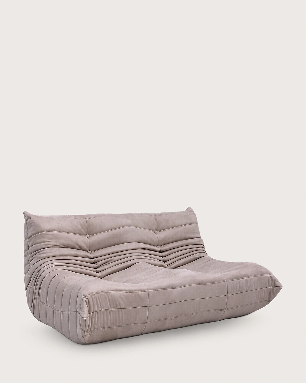 Paco 2-Seater Upholstered Armchair in taupe fabric, vacuum-packed