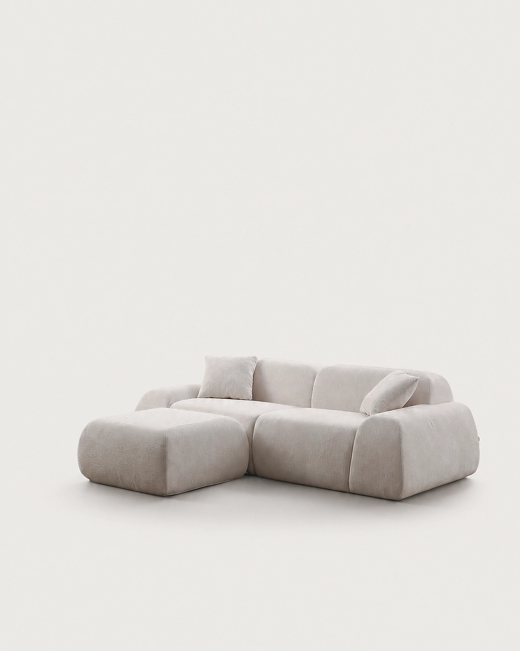 Sinatra 3-piece modular sofa with ottoman in off-white textured fabric
