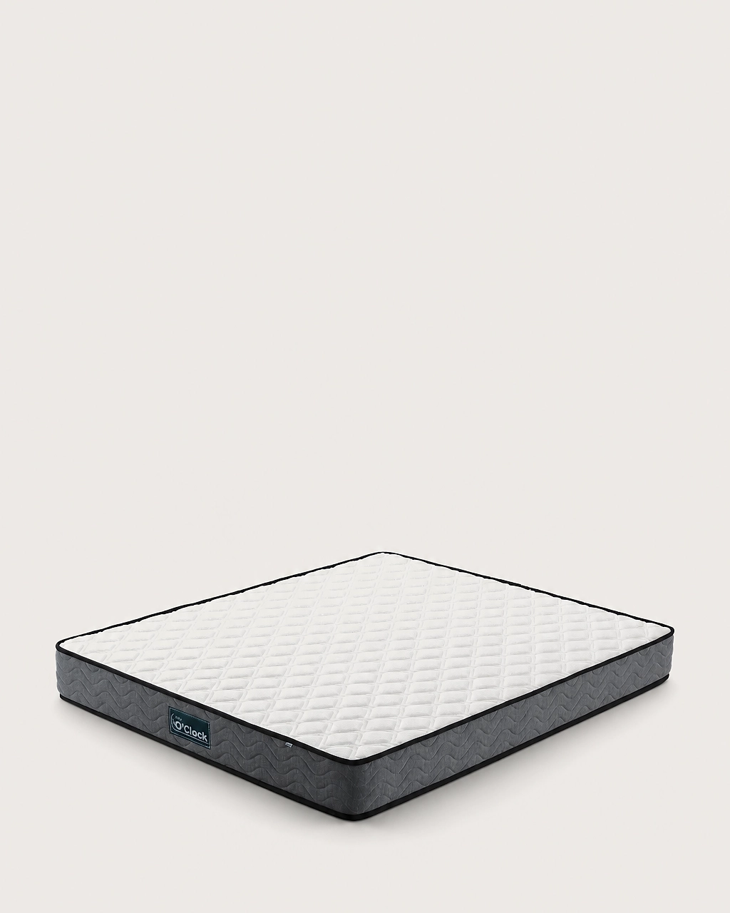 Tina vacuum-packed mattress with white quilted fabric top and gray fabric sides