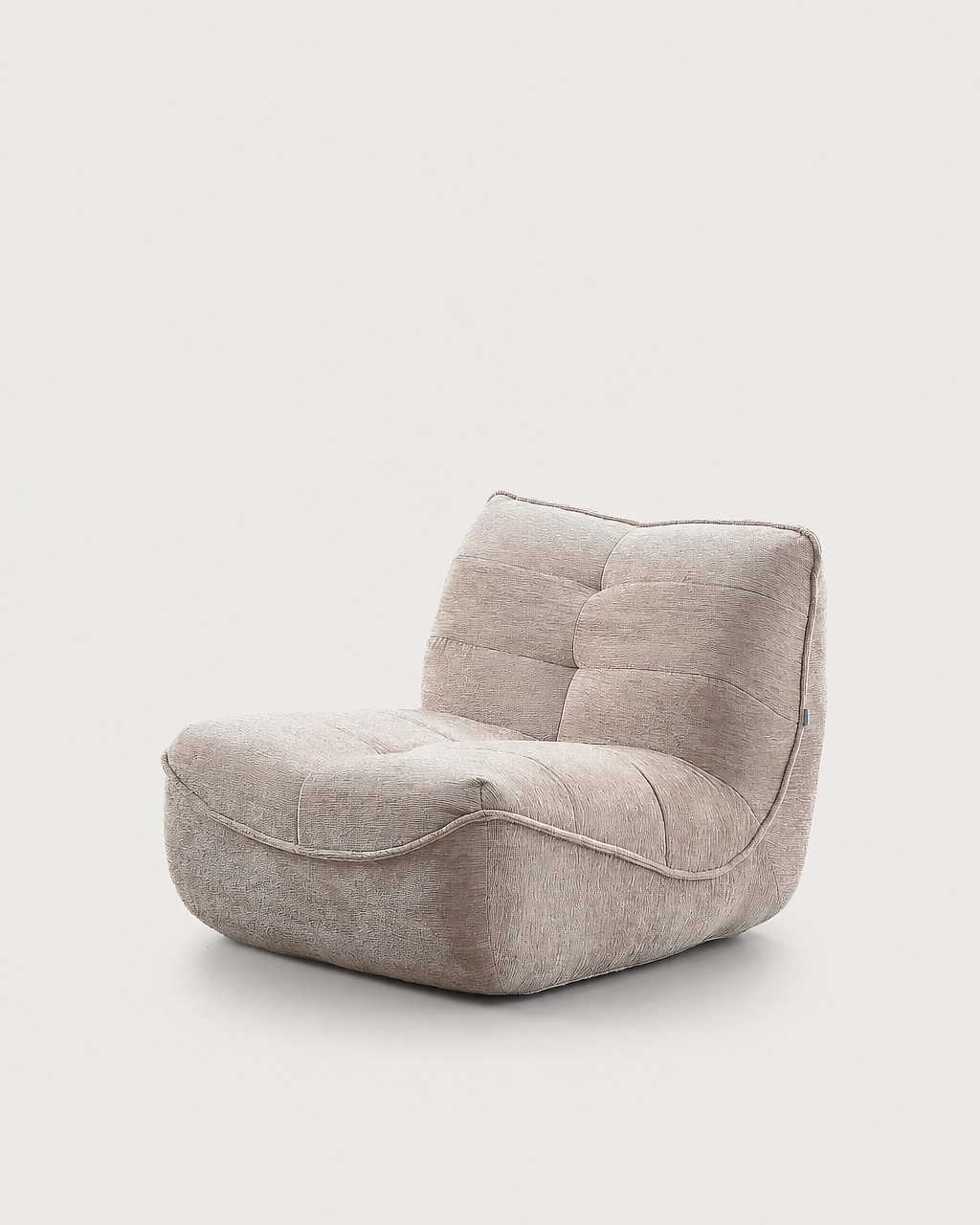 Zeca Upholstered Armchair in sand beige textured fabric with tufted cushions