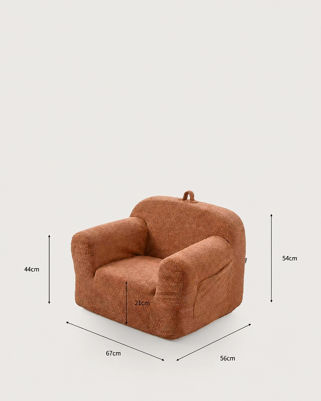 Dimensions diagram — Cobain Kids' Upholstered Armchair - Vacuum-Packed
