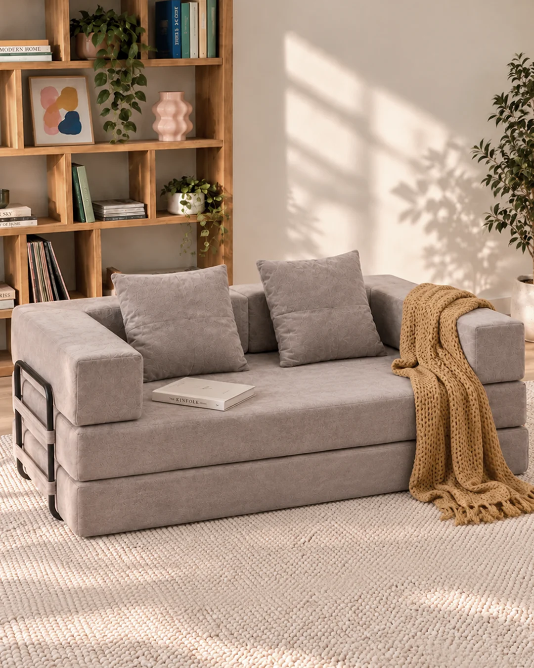Lola 2-Seater Sofa Bed in Fabric - Vacuum-Packed - Image 2