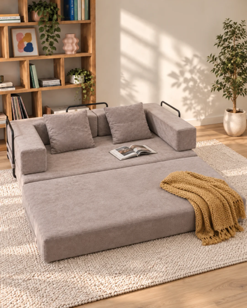 Lola 2-Seater Sofa Bed in Fabric - Vacuum-Packed
